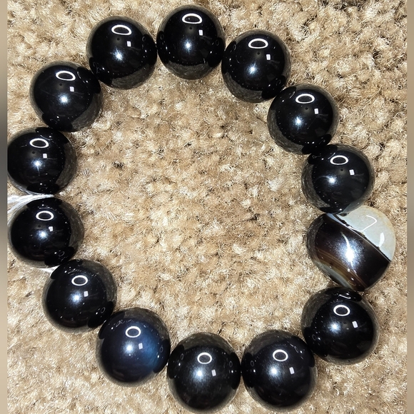 Rainbow Obsidian Bracelet With Heart - Picture 13 of 15
